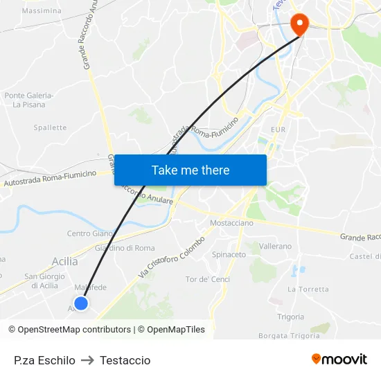 P.za Eschilo to Testaccio map