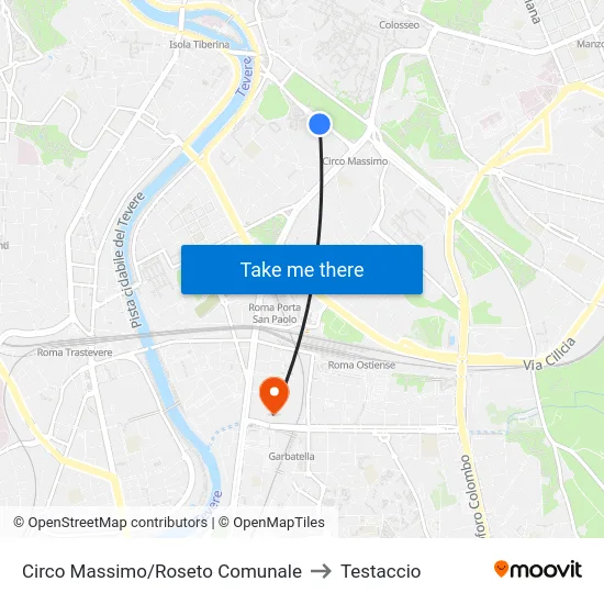 Circo Massimo/Roseto Comunale to Testaccio map