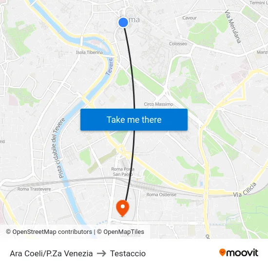 Ara Coeli/P.Za Venezia to Testaccio map