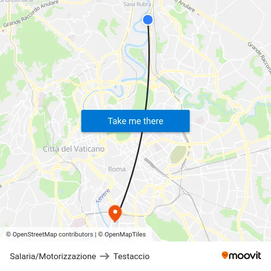 Salaria/Motorizzazione to Testaccio map