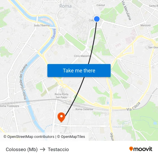 Colosseo (Mb) to Testaccio map