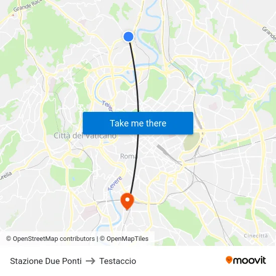 Stazione Due Ponti to Testaccio map