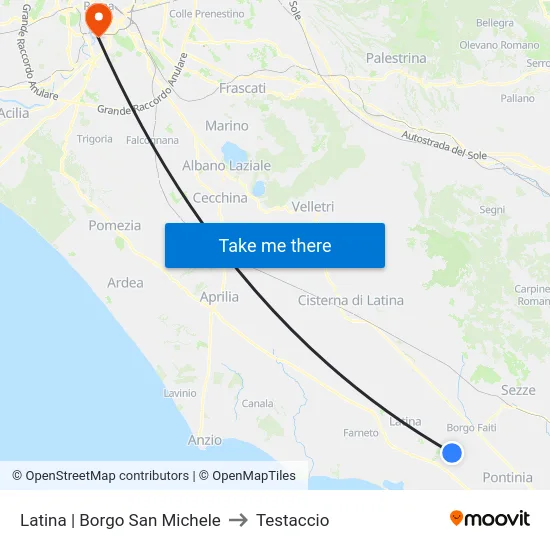 Latina | Borgo San Michele to Testaccio map