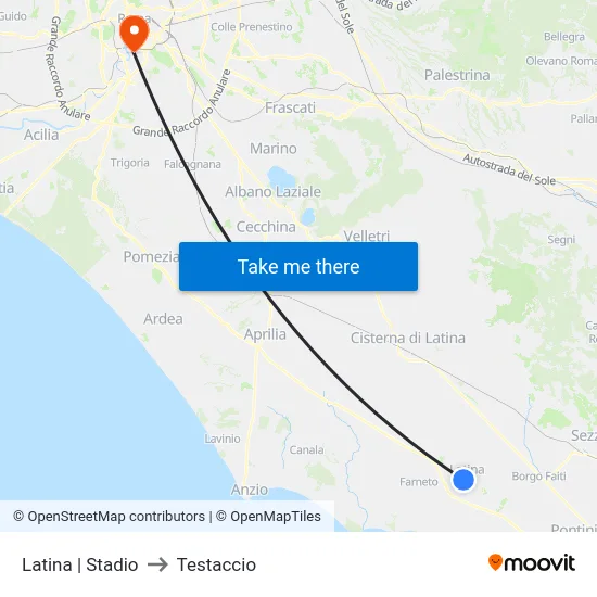 Latina | Stadio to Testaccio map