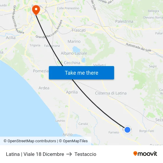 Latina | Viale 18 Dicembre to Testaccio map
