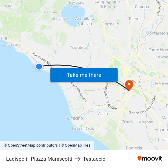 Ladispoli | Piazza Marescotti to Testaccio map