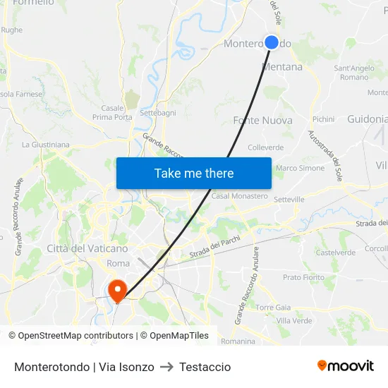 Monterotondo | Via Isonzo to Testaccio map