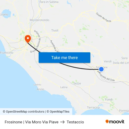 Frosinone | Via Moro Via Piave to Testaccio map