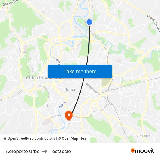 Aeroporto Urbe to Testaccio map