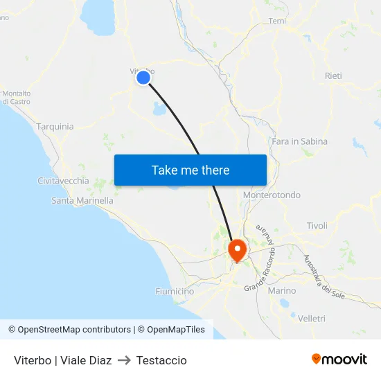Viterbo | Viale Diaz to Testaccio map