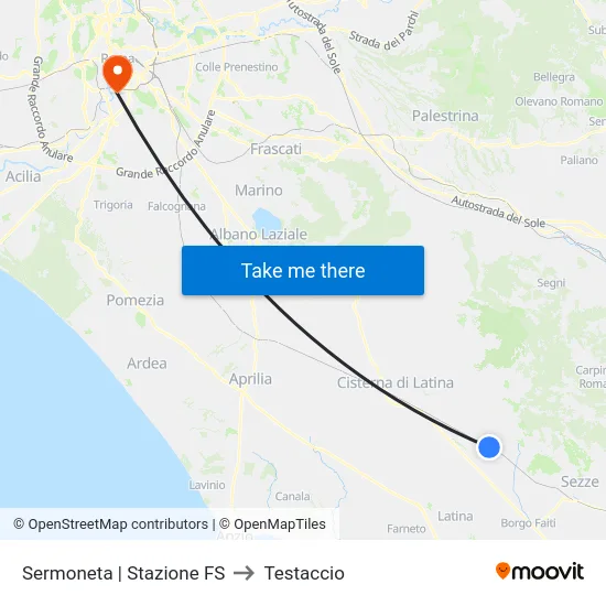Sermoneta | Stazione FS to Testaccio map