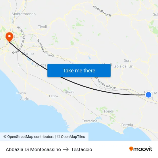 Abbazia Di Montecassino to Testaccio map