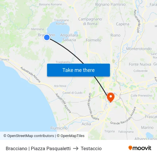 Bracciano | Piazza Pasqualetti to Testaccio map