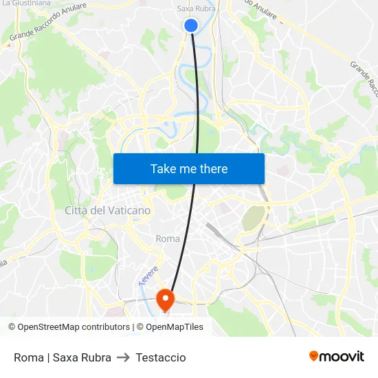 Roma | Saxa Rubra to Testaccio map