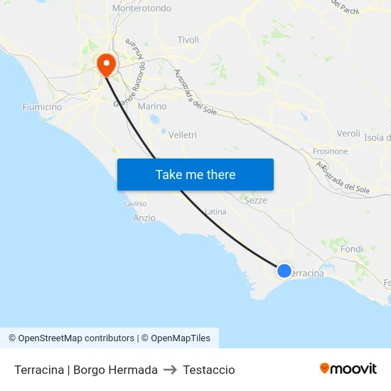 Terracina | Borgo Hermada to Testaccio map