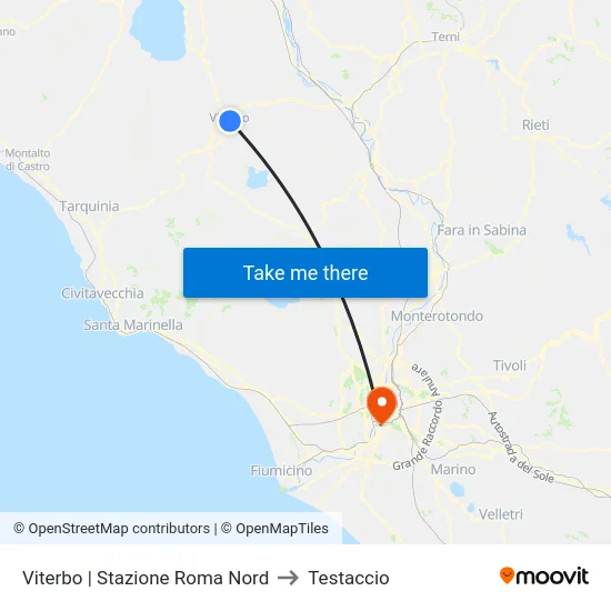 Viterbo | Stazione Roma Nord to Testaccio map