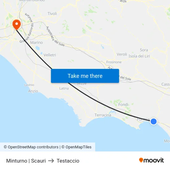 Minturno | Scauri to Testaccio map