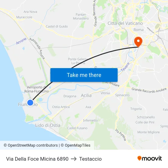 Via Della Foce Micina 6890 to Testaccio map