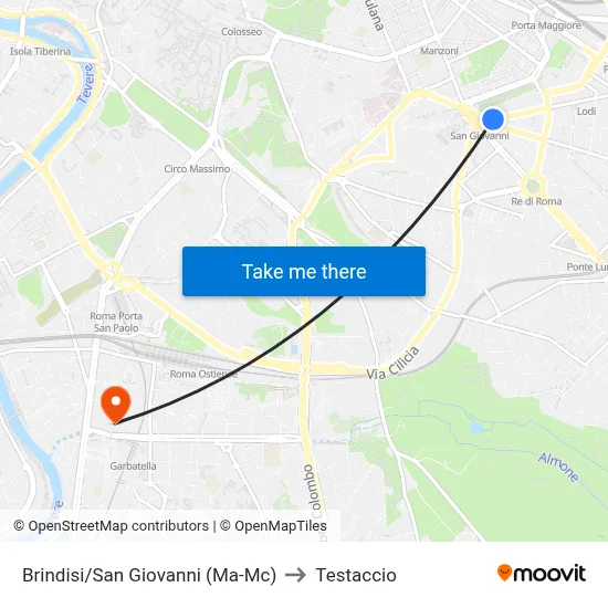 Brindisi/San Giovanni (Ma-Mc) to Testaccio map