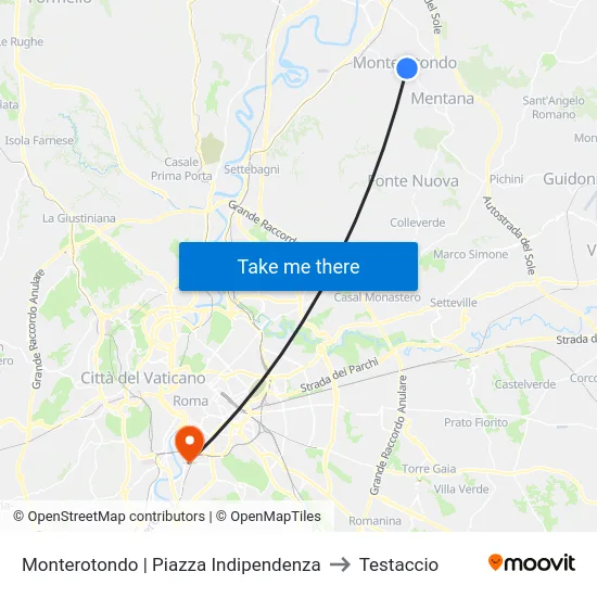 Monterotondo | Piazza Indipendenza to Testaccio map