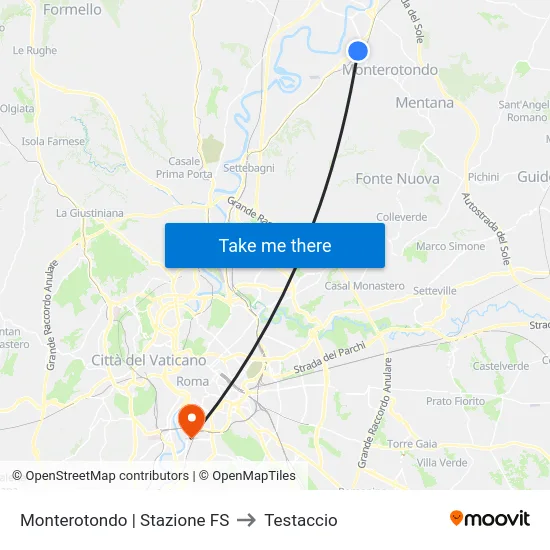 Monterotondo | Stazione FS to Testaccio map