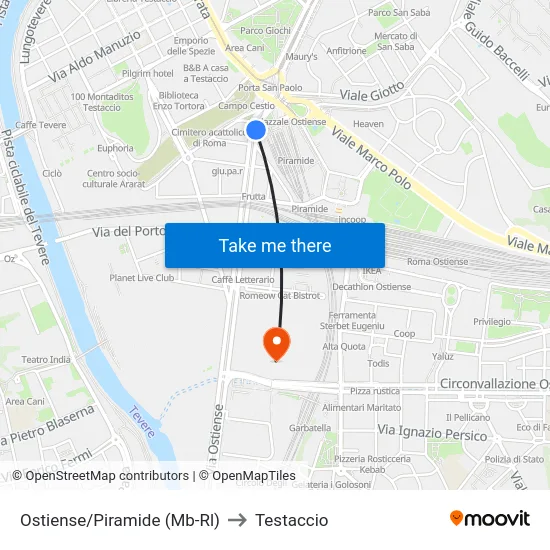 Ostiense/Piramide (Mb-Rl) to Testaccio map