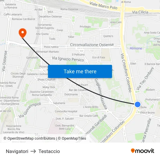 Navigatori to Testaccio map