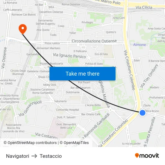 Navigatori to Testaccio map