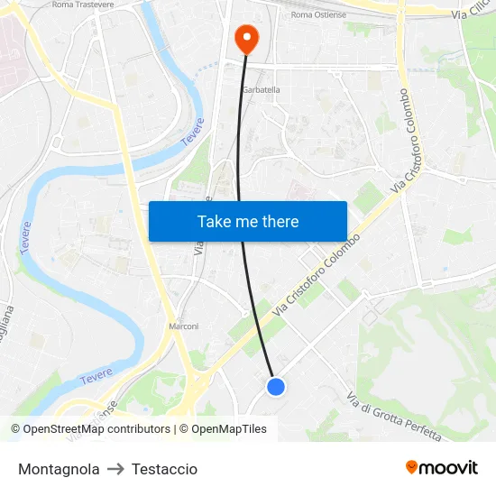 Montagnola to Testaccio map