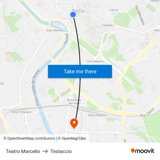 Teatro Marcello to Testaccio map
