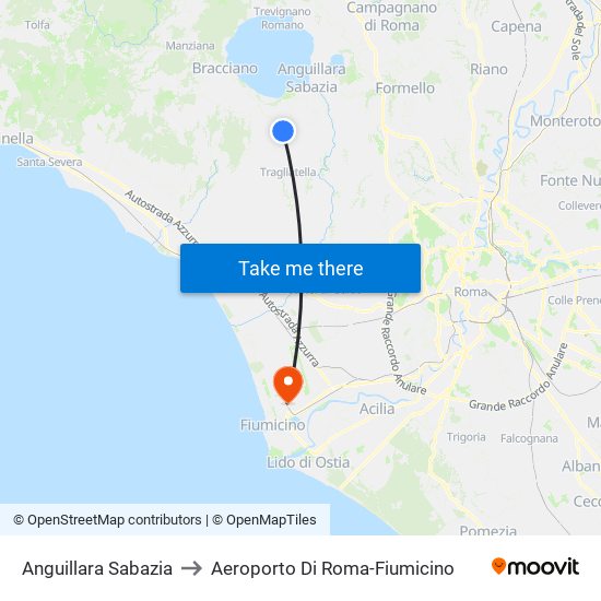 Anguillara Sabazia to Aeroporto Di Roma-Fiumicino map