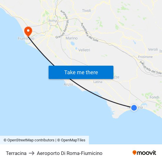 Terracina to Aeroporto Di Roma-Fiumicino map