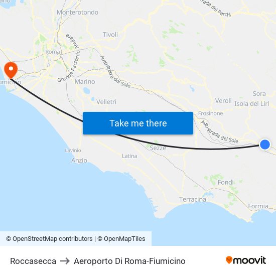 Roccasecca to Aeroporto Di Roma-Fiumicino map