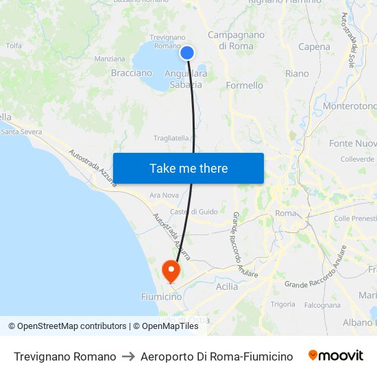 Trevignano Romano to Aeroporto Di Roma-Fiumicino map