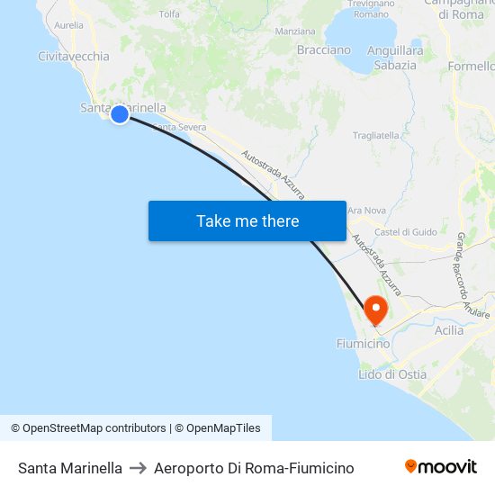 Santa Marinella to Aeroporto Di Roma-Fiumicino map