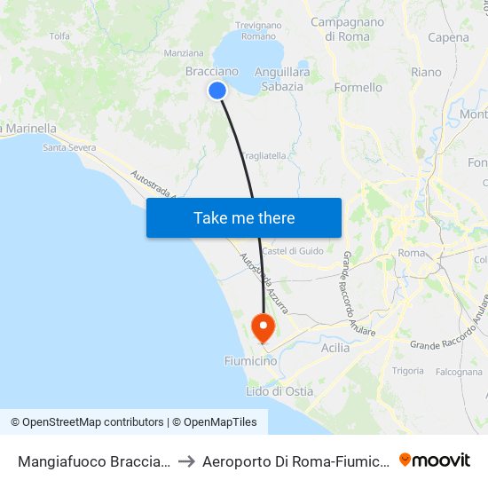 Mangiafuoco Bracciano to Aeroporto Di Roma-Fiumicino map