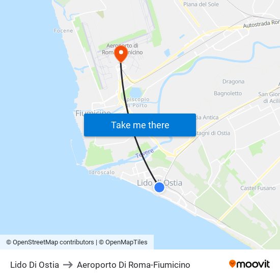 Lido Di Ostia to Aeroporto Di Roma-Fiumicino map