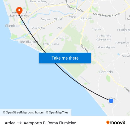 Ardea to Aeroporto Di Roma-Fiumicino map