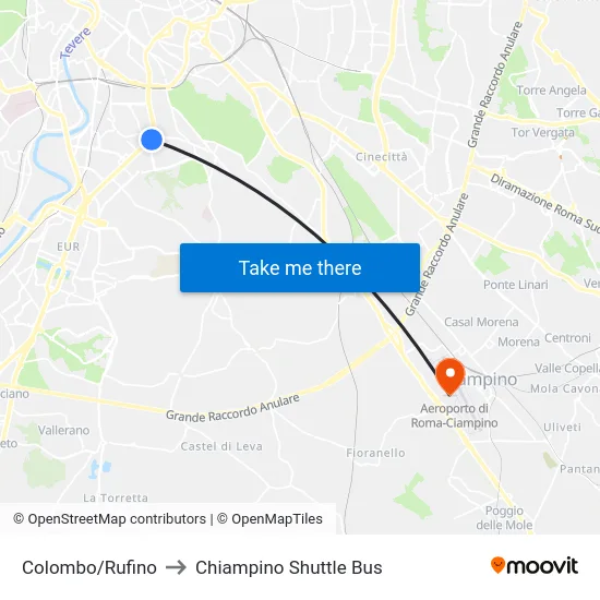 Colombo/Rufino to Chiampino Shuttle Bus map