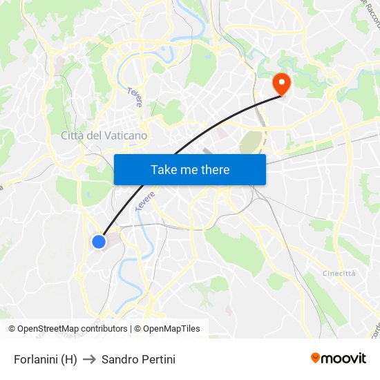 Forlanini (H) to Sandro Pertini map