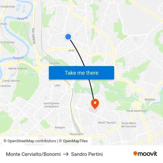 Monte Cervialto/Bonomi to Sandro Pertini map