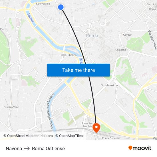 Navona to Roma Ostiense map