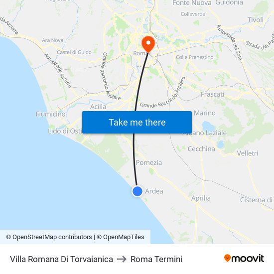 Villa Romana Di Torvaianica to Roma Termini map