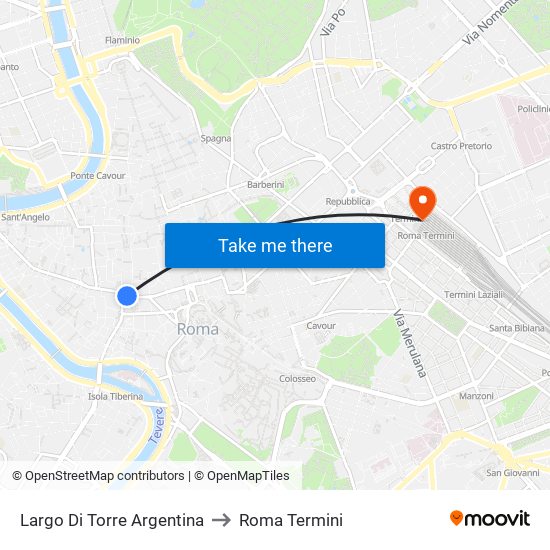 Largo Di Torre Argentina to Roma Termini map