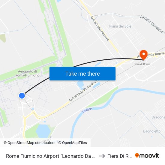 Rome Fiumicino Airport "Leonardo Da Vinci" (Fco) to Fiera Di Roma map