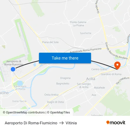 Aeroporto Di Roma-Fiumicino to Vitinia map