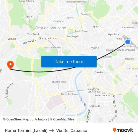 Roma Termini (Laziali) to Dei Capasso Street map