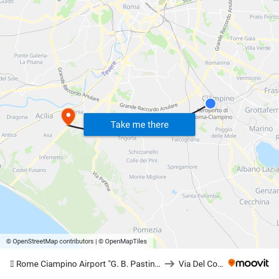 ✈ Rome Ciampino Airport "G. B. Pastine" (Cia) to Via Del Corso map