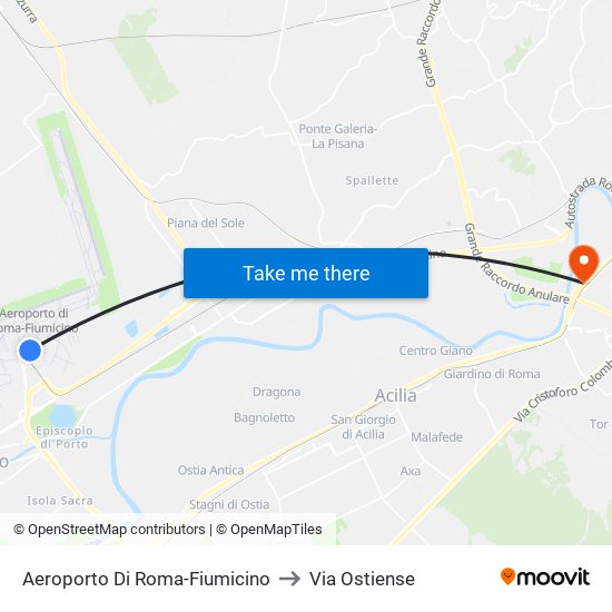 Aeroporto Di Roma-Fiumicino to Via Ostiense map