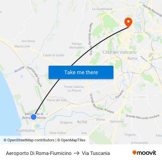 Aeroporto Di Roma-Fiumicino to Via Tuscania map